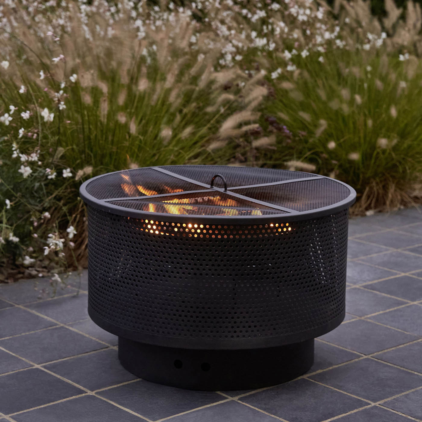 GoodHome Firepit Table Aconite Steel Matt Black Round - Image 6