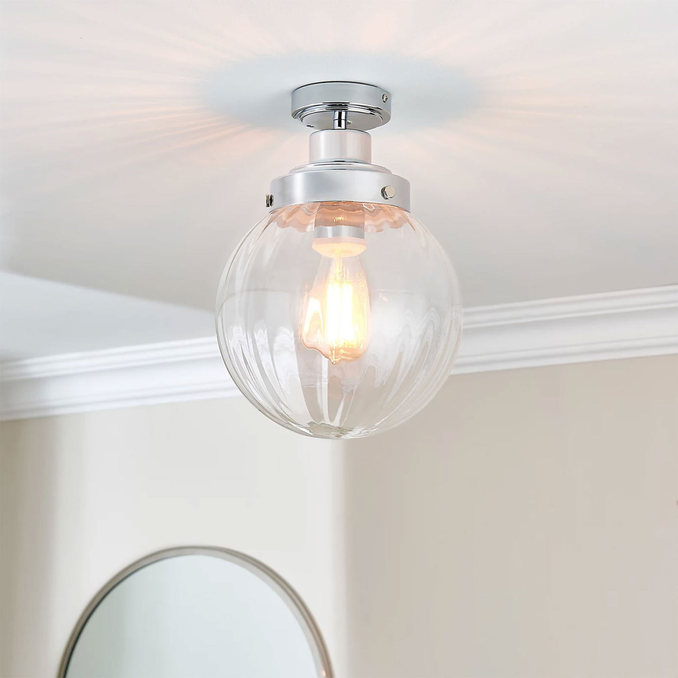 Harbour Studio Regan LED Bathroom Ceiling Light Chrome Glass IP44 - Image 1