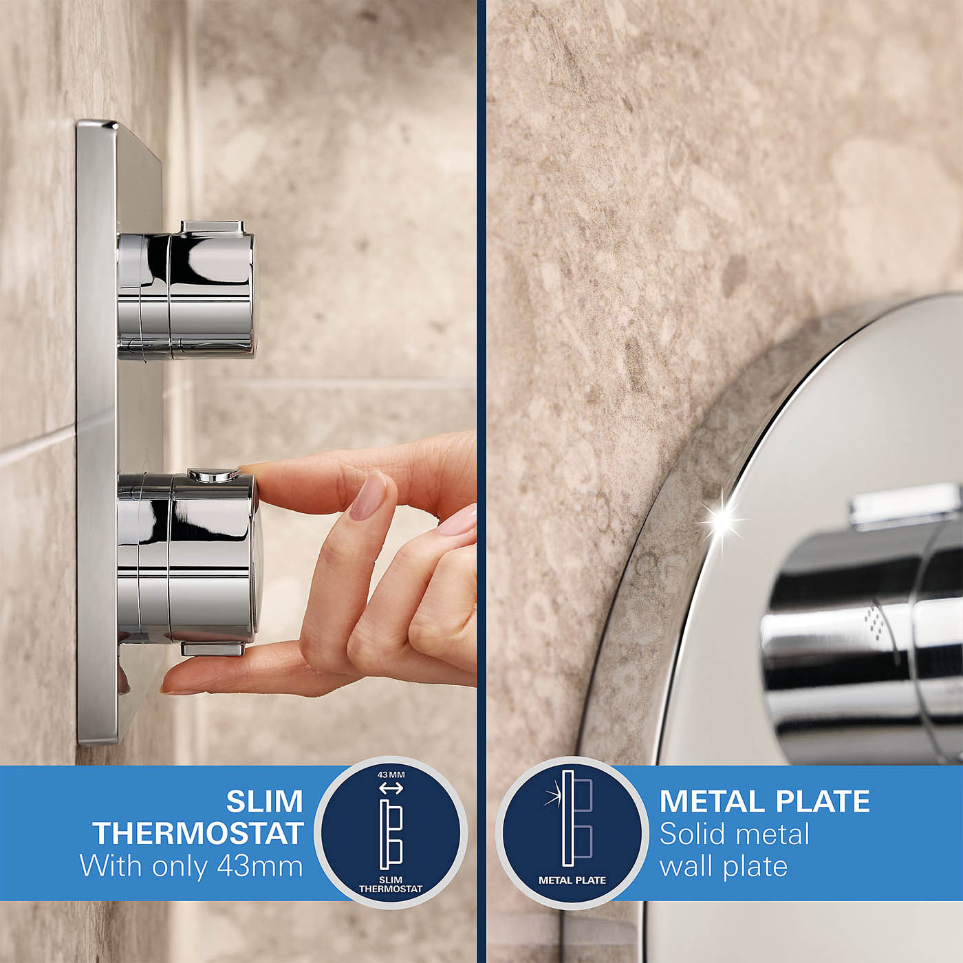 Grohe Thermostatic Mixer Shower Chrome Concealed 2 Spray Patterns Dual Head - Image 8