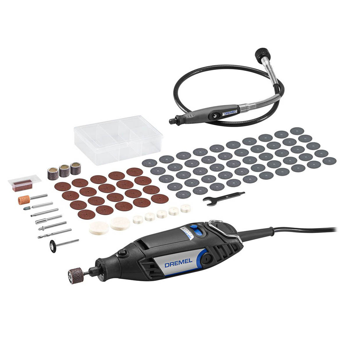Dremel Rotary Multi Tool Kit 3200-1/90 130W 90 Accessories Flexible Shaft 240 V - Image 1