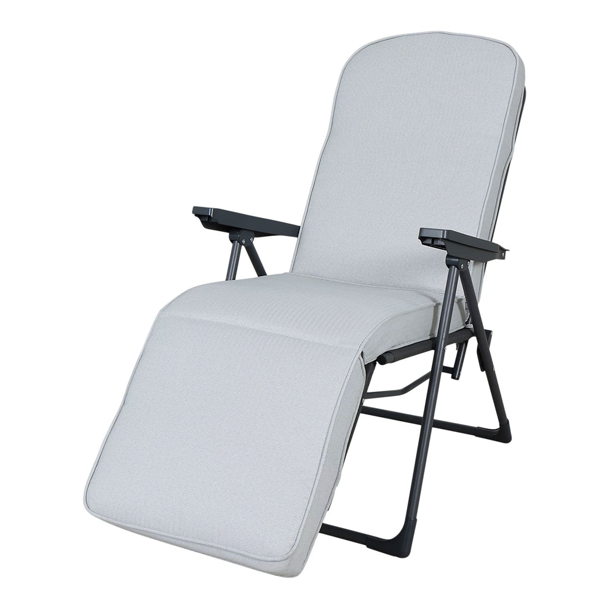 Casima Grey Metal Recliner Outdoor Garden Lounge Chair Sun Lounger Folding - Image 1