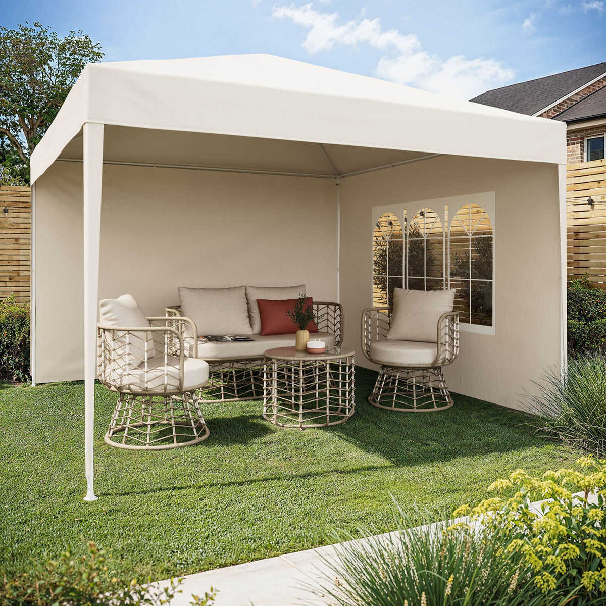 Gazebo Tent Square 3x3 Beige Weatherproof Outdoor Garden Party Marquee - Image 2