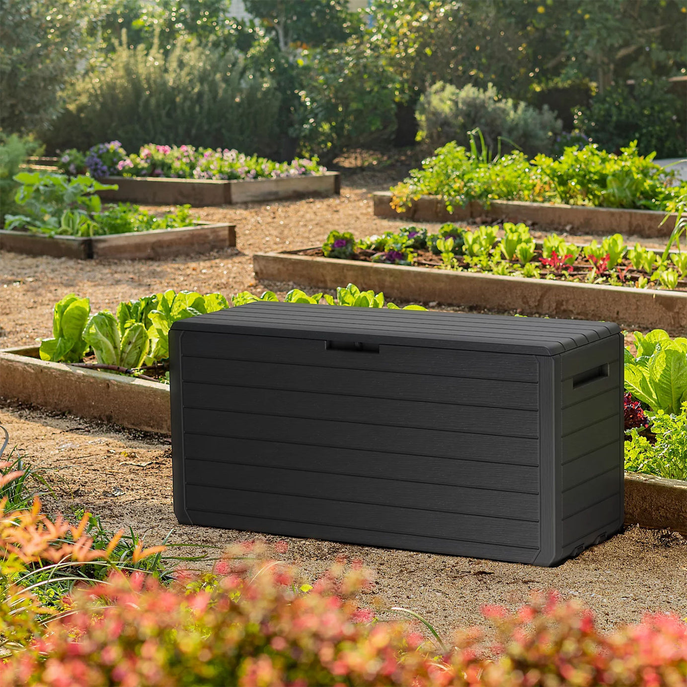 Keter Atlas 270L Garden Storage Box Grey Outdoor Waterproof Utility Chest - Image 1