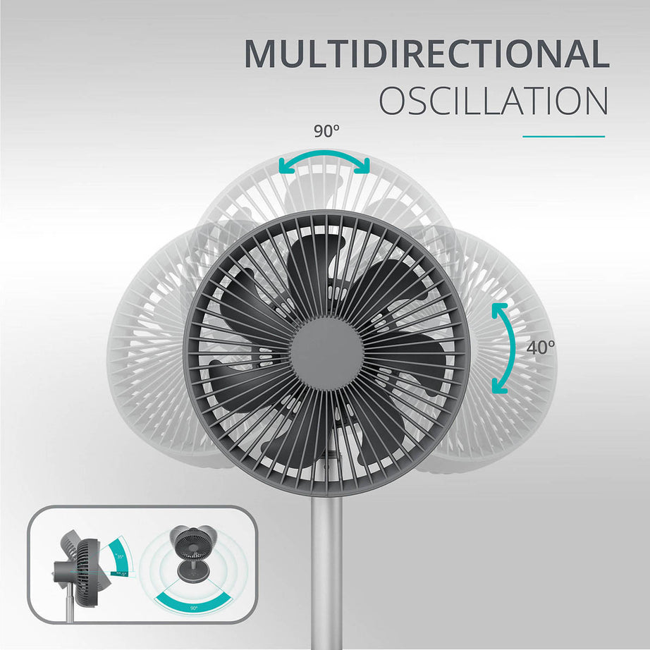 Duux Desk Fan 8" Charcoal Quiet 4 Speed Oscillating Tilting Adjustable Height - Image 6
