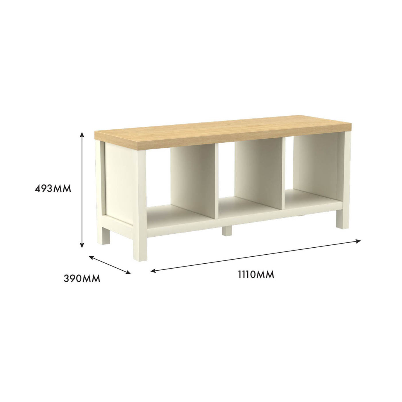Cube Shelving Unit 3 Compartments Oak Effect Contemporary (H)493mm (W)390mm - Image 3