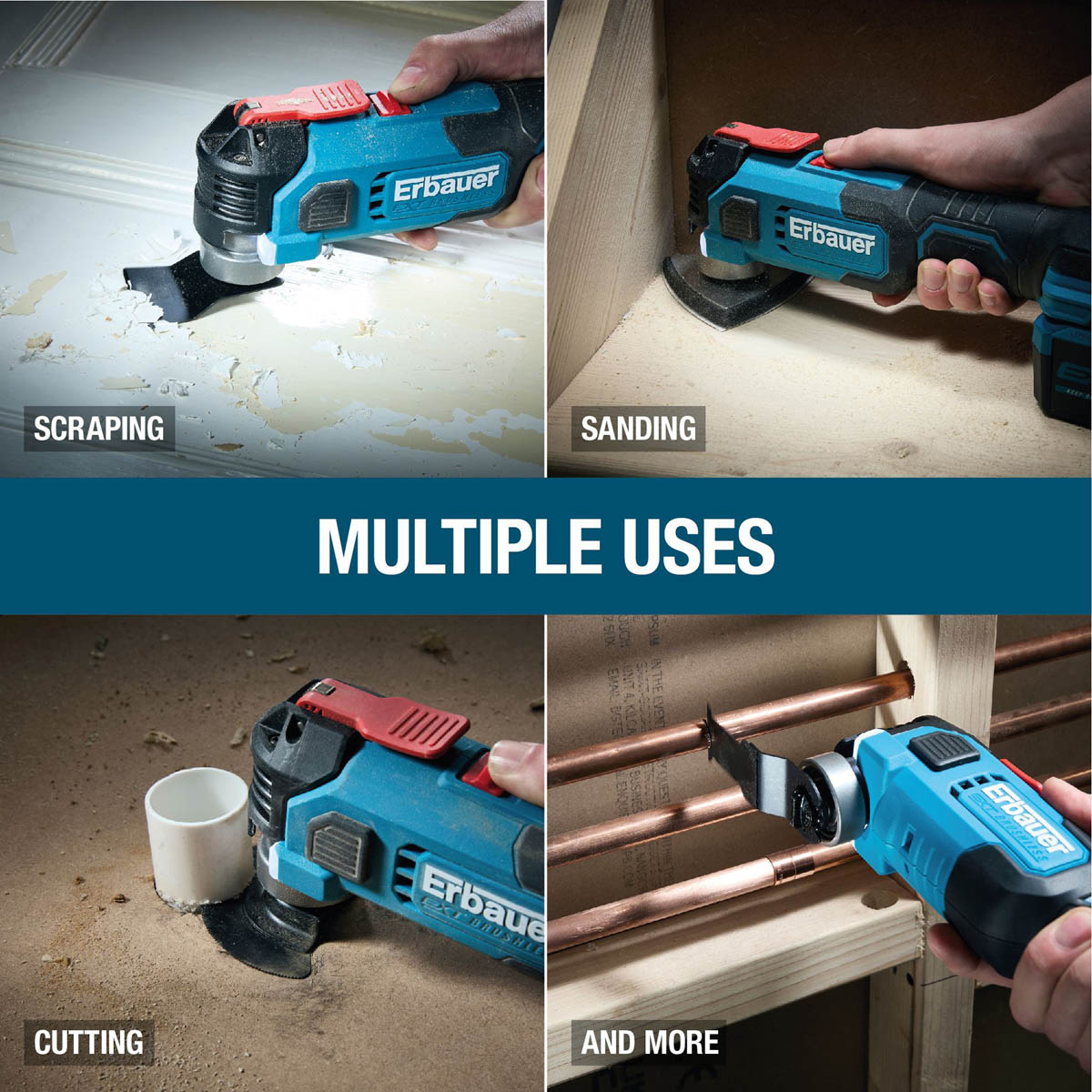 Erbauer Multi Tool Cordless 18V Li-Ion ERI1080MLT Brushless Compact Body Only - Image 4