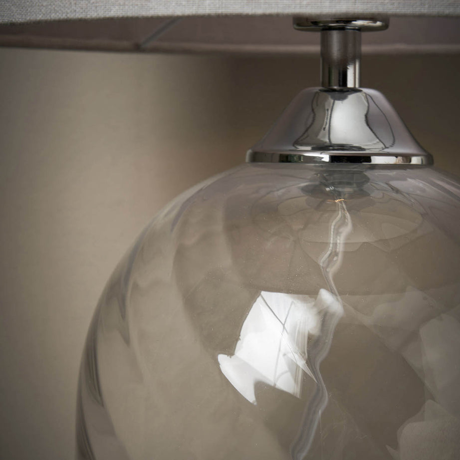 Inlight Table Lamp Clear Ribbed Glass Base Grey Shade Round Modern (Dia)280 mm - Image 5