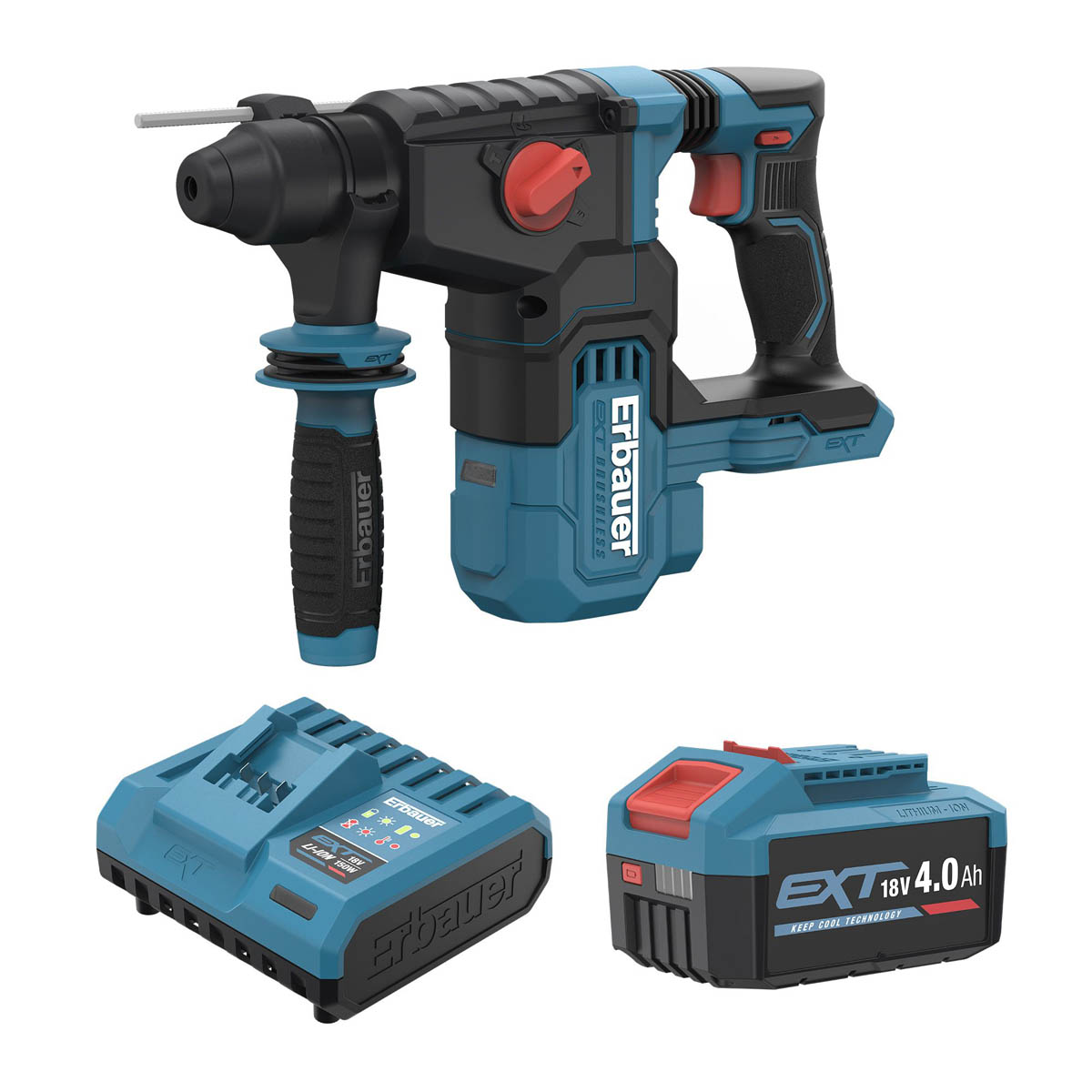 Erbauer SDS Plus Drill Cordless 18V 4Ah Li-Ion ERI1078SDS Brushless Heavy Duty - Image 1