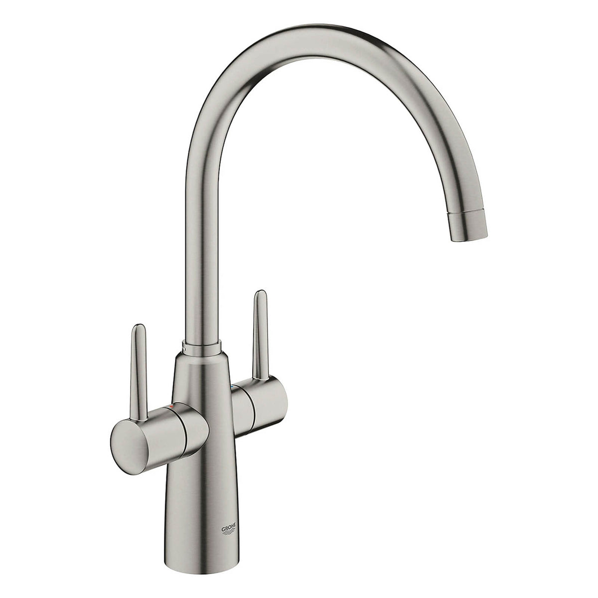 Grohe Ambi Kitchen Tap Dual Lever Mixer Supersteel Swivel Spout Modern - Image 1