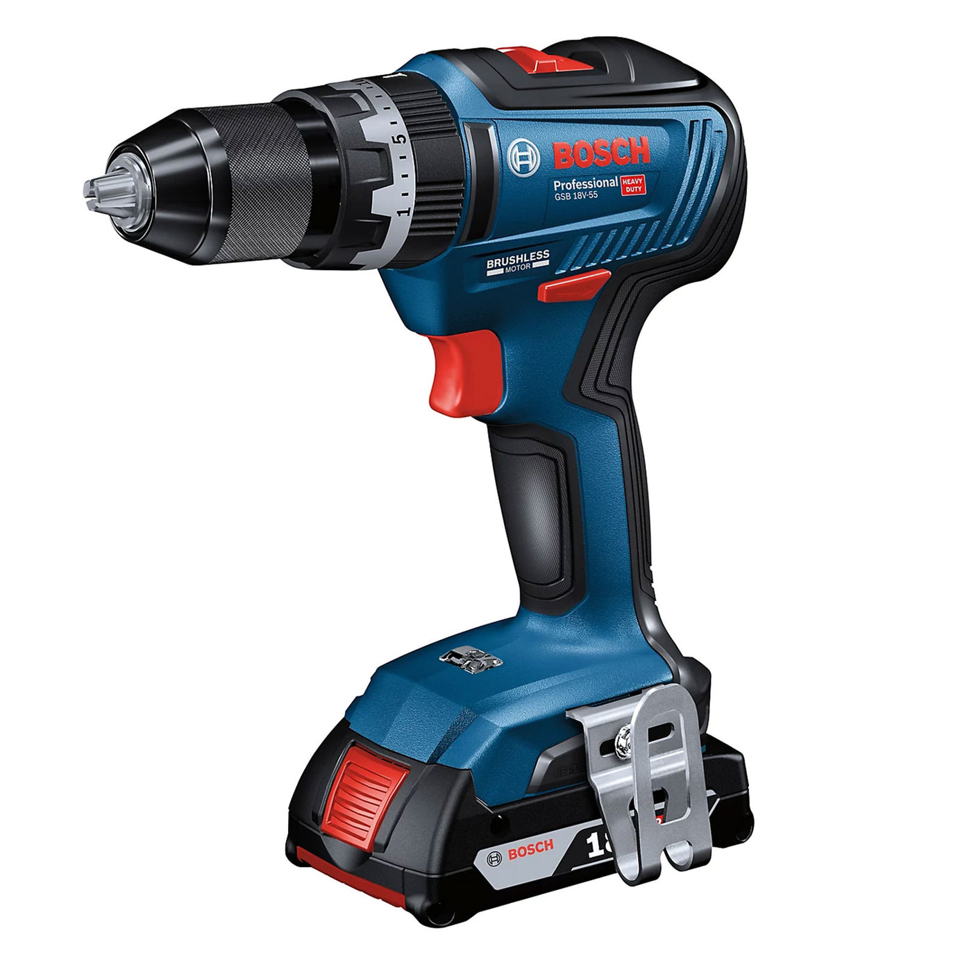 Bosch Combi Drill Professional GSB18V-55 Brushless 18V 2x4Ah Li-Ion Compact - Image 2