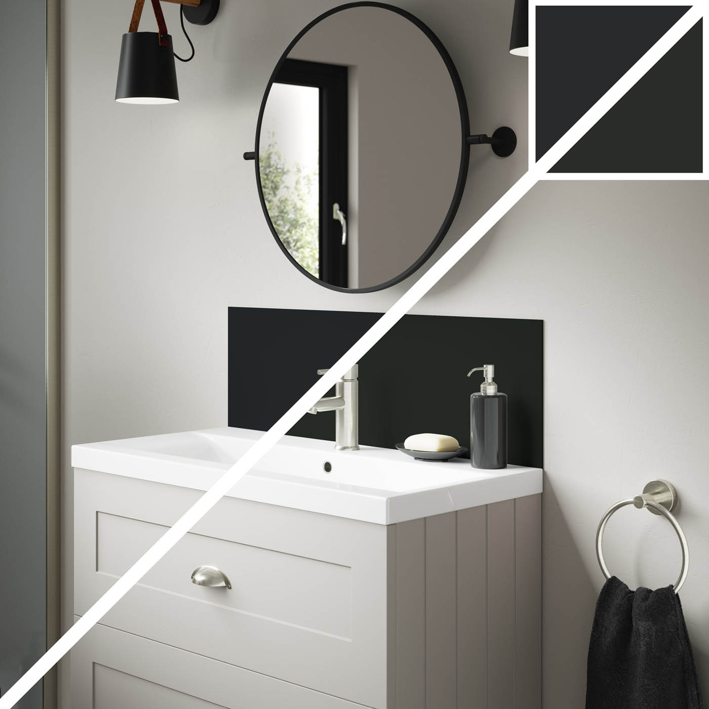 Splashwall Alloy Matt Midnight grey green Aluminium Double-sided  (H)25x (W)80cm - Image 4