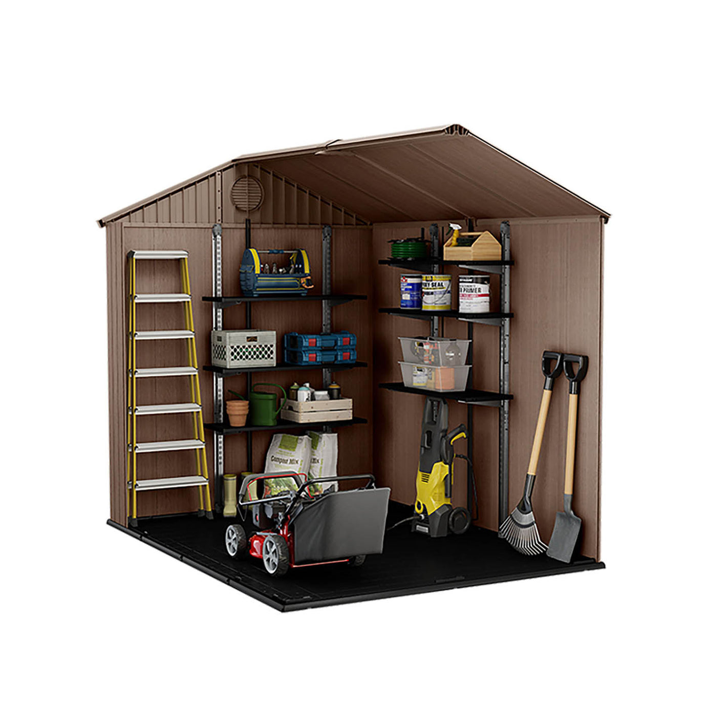 Keter Darwin 8x6 ft Apex Plastic 2 door Shed with floor & 1 window - Image 7