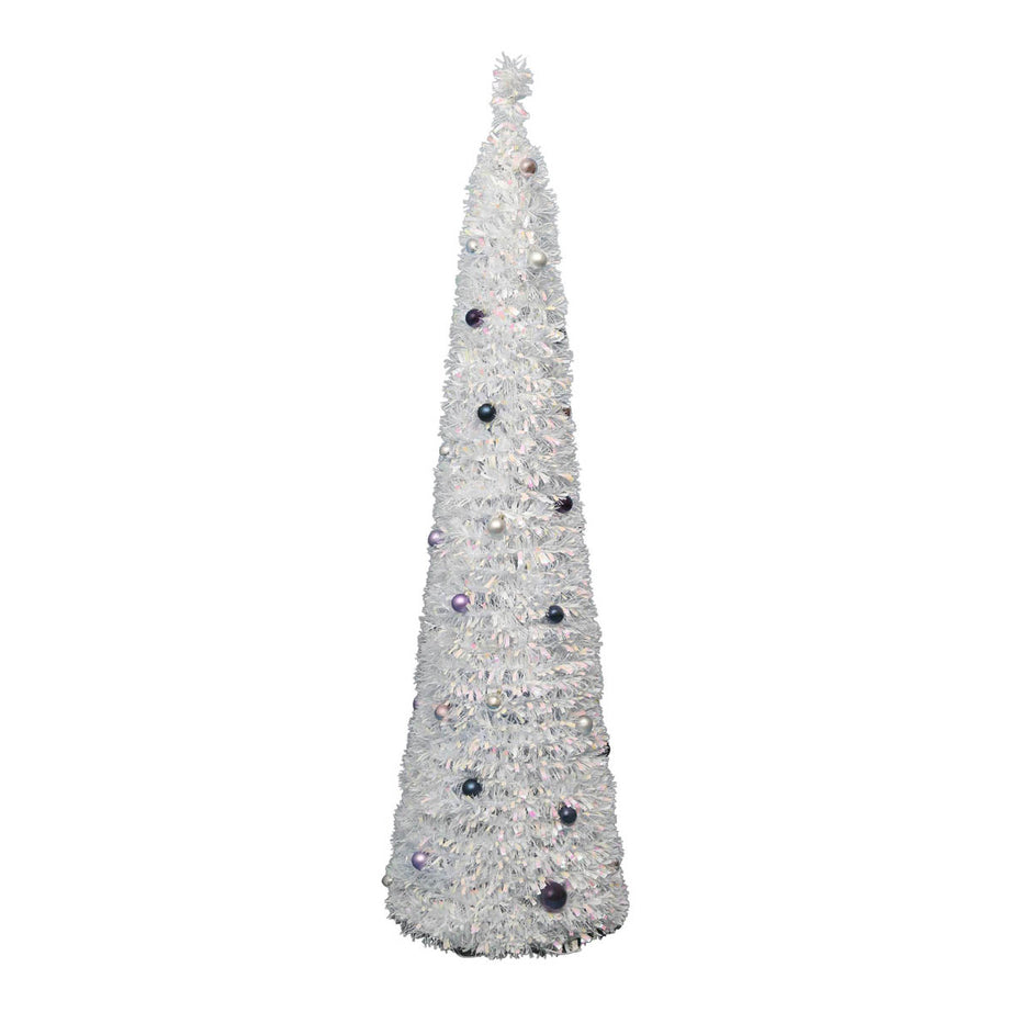894 Christmas Tree 6ft White Slim Artificial LED Pre Lit 40 Warm White - Image 5