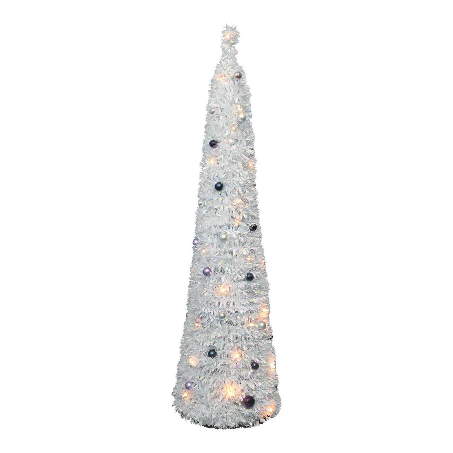 894 Christmas Tree 6ft White Slim Artificial LED Pre Lit 40 Warm White - Image 4