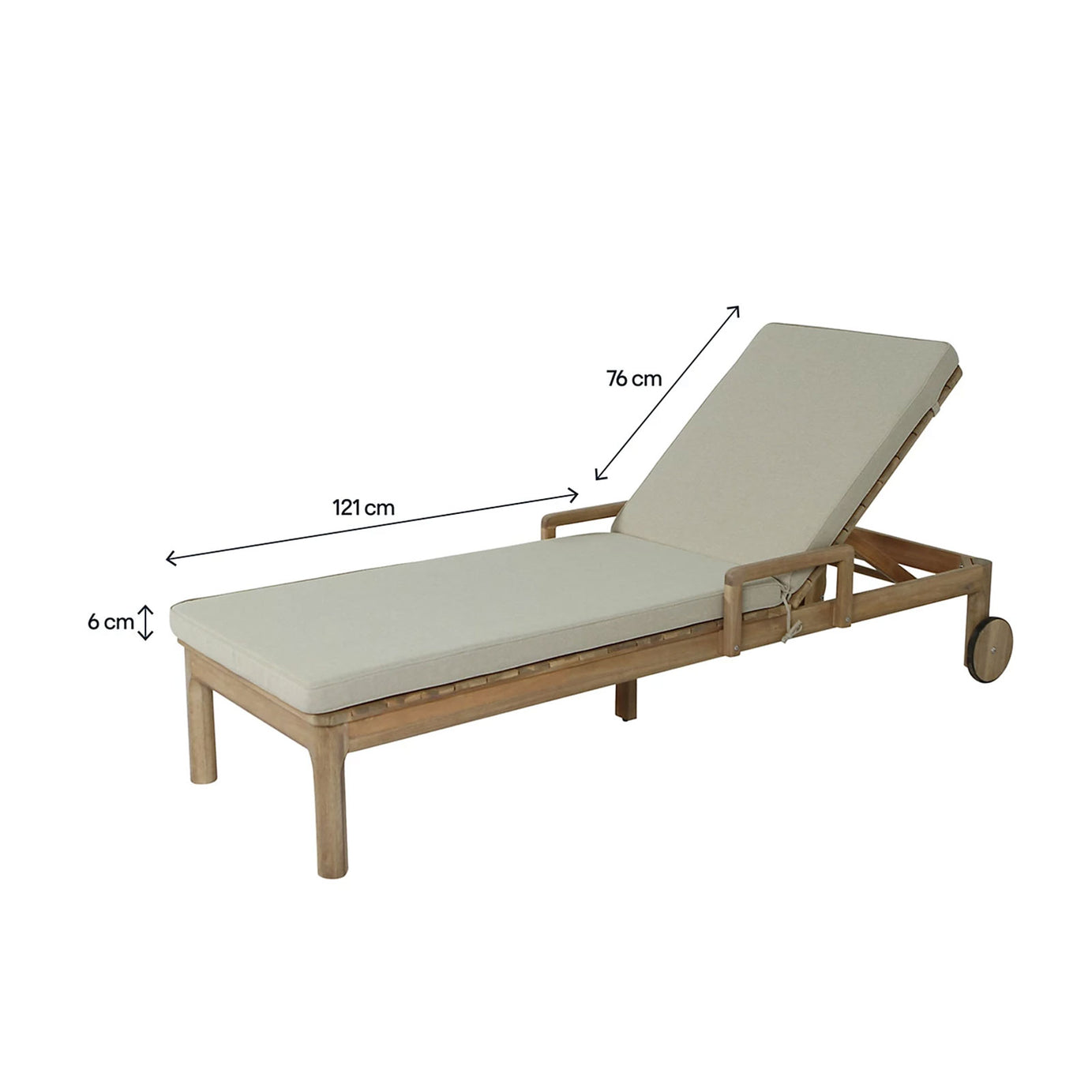 GoodHome Tiga Sunlounger Cushion Sand Outdoor Garden Recliner Pad 197cm - Image 5