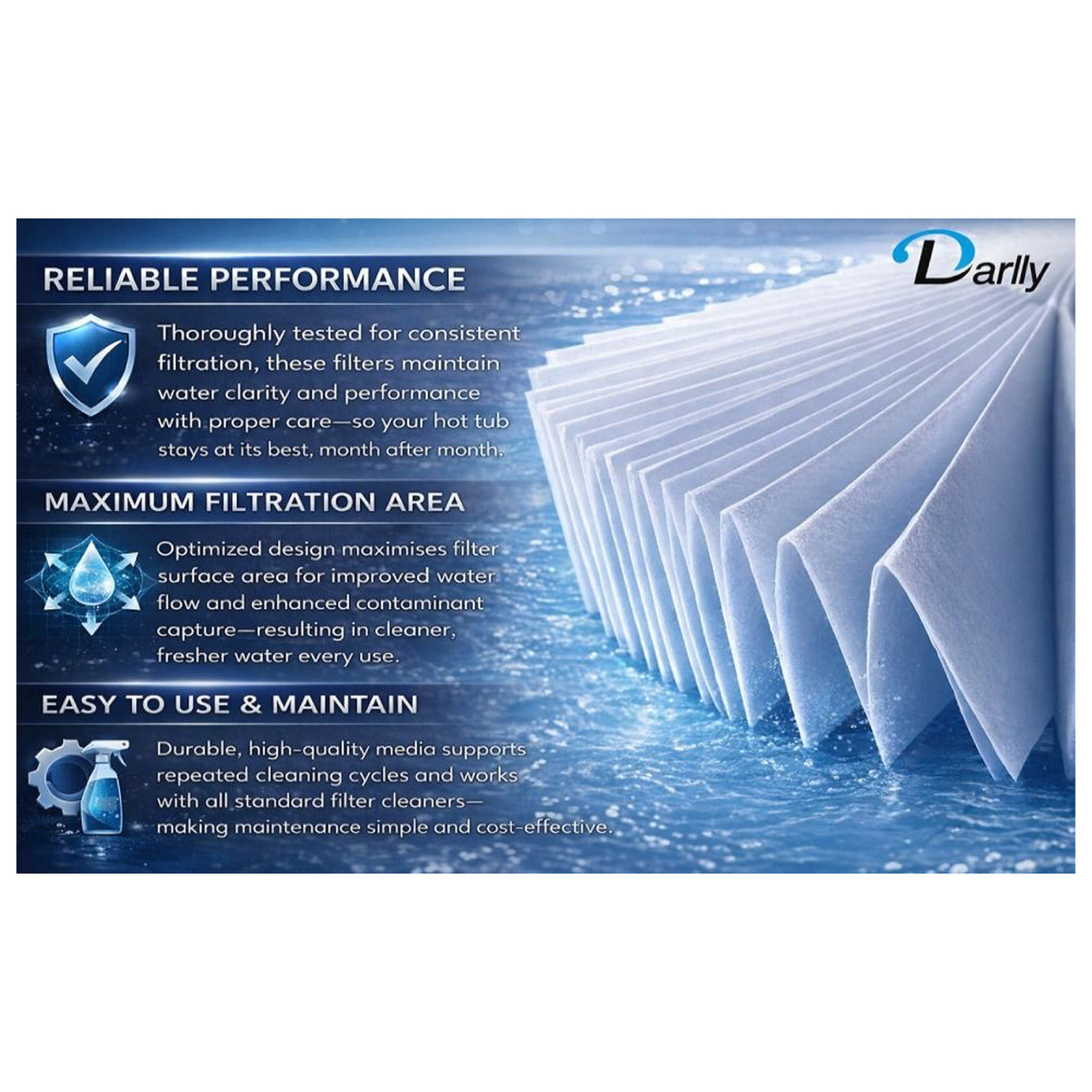 Darlly Spa Filter Cartridge Replacement SC720 Hot Tub PAS50SVF2M 6CH502 60506 - Image 7
