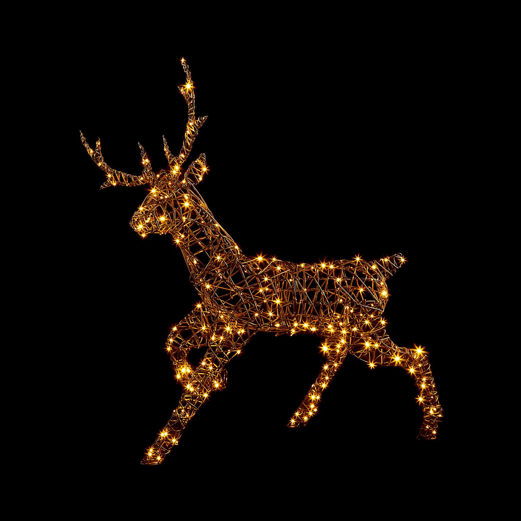 LED Christmas Reindeer Rattan Stag Ornament Ice White Warm White (H)125cm - Image 1