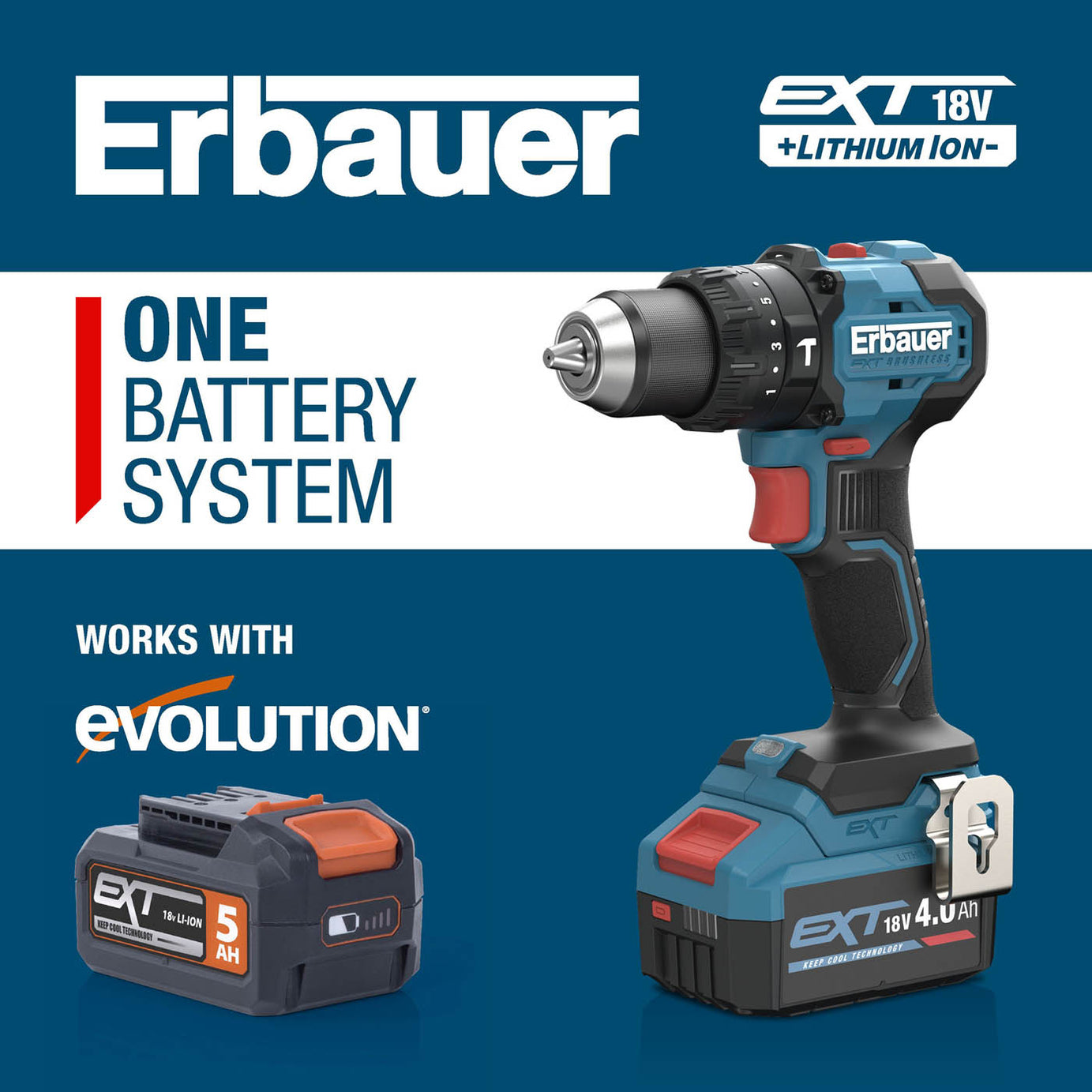 Erbauer Power Tool Battery 18V 5Ah Li-ion ERI1100BAT Charge Indicator Compact - Image 5
