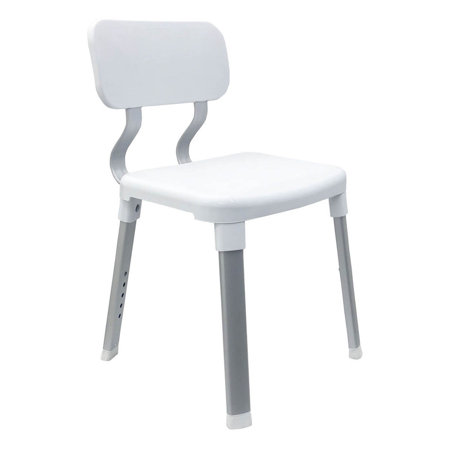 Evekare Shower Seat White Plastic Adjustable Height Non Slip (H)804mm (W)370mm - Image 1