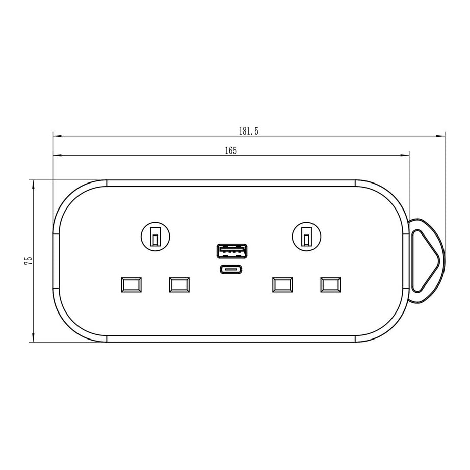 Tower Travel Extension Lead White 13A 2 Socket USB A C Quick Charge 1.4m - Image 3