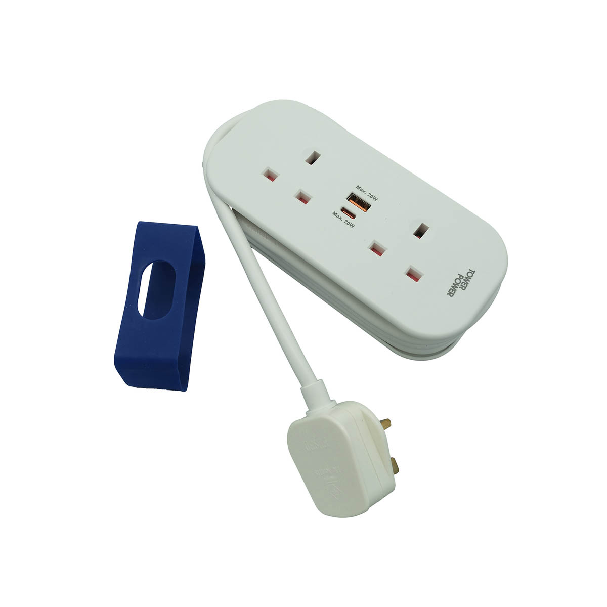 Tower Travel Extension Lead White 13A 2 Socket USB A C Quick Charge 1.4m - Image 6