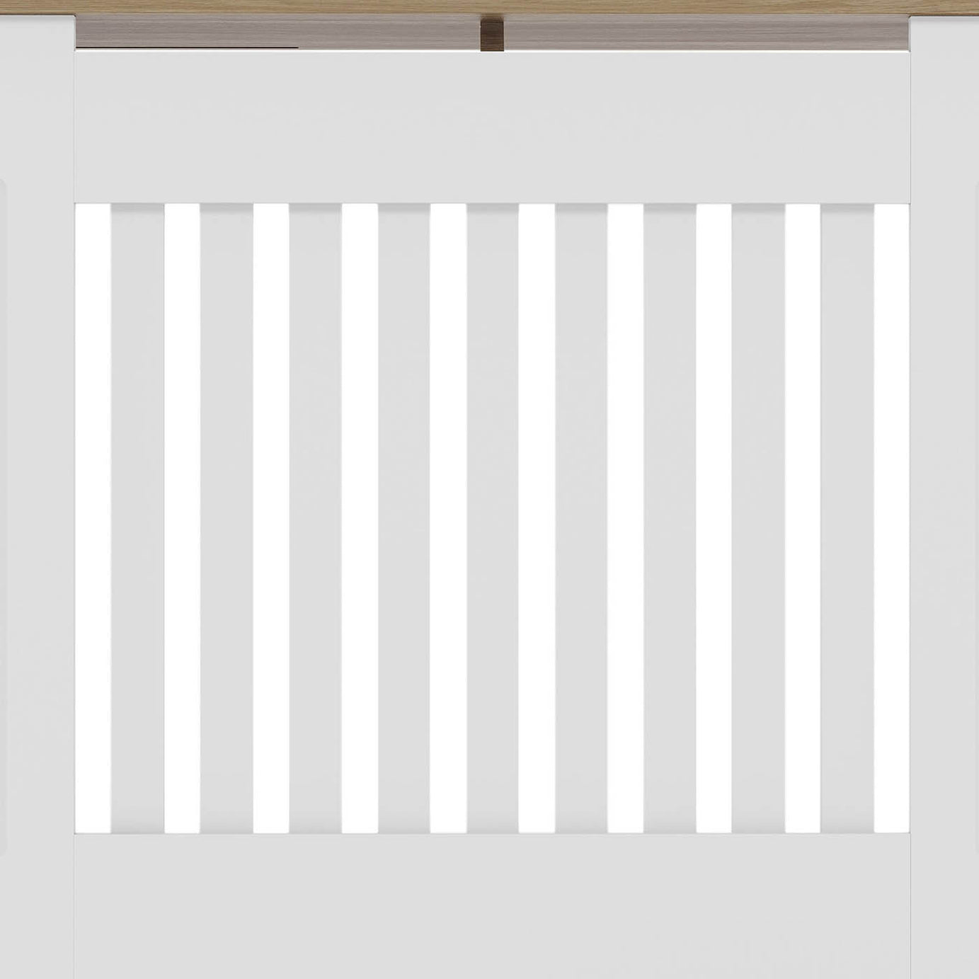 Benfield Medium White Oak veneer Vertical Slat Radiator cover 830mm(H) 1520mm(W) 190mm(D) - Image 6