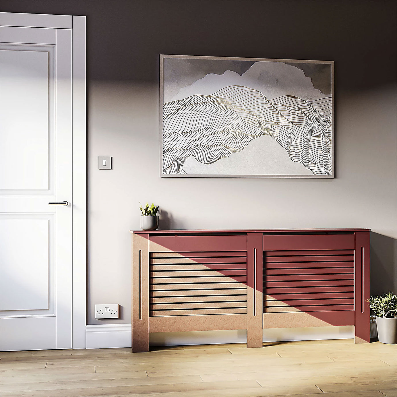 Willbourne Large Horizontal Slat Radiator Cover 1720mm White Cabinet - Image 6