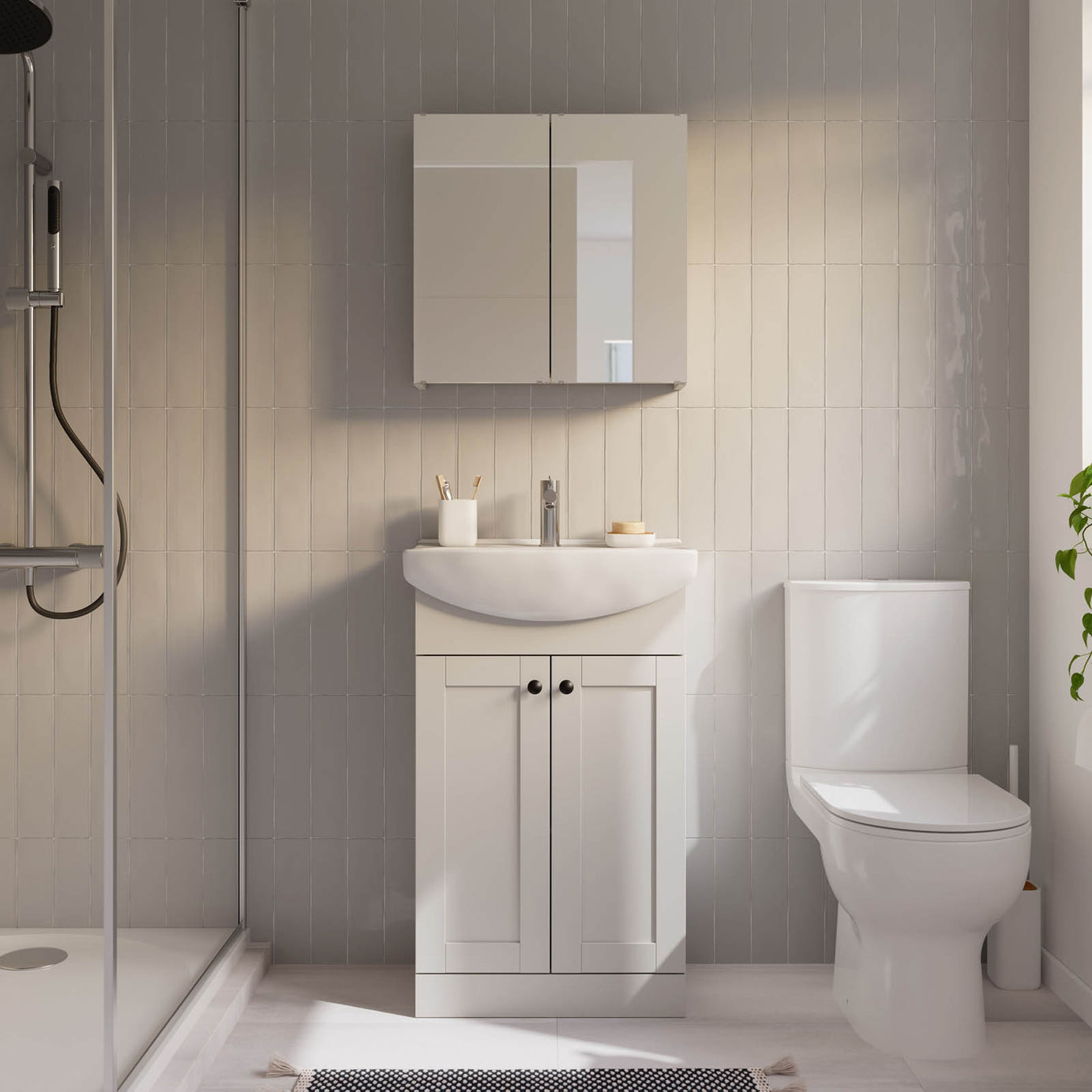 Kalena Matt Pebble Freestanding Vanity unit & basin set (W)550mm (H)874mm - Image 2