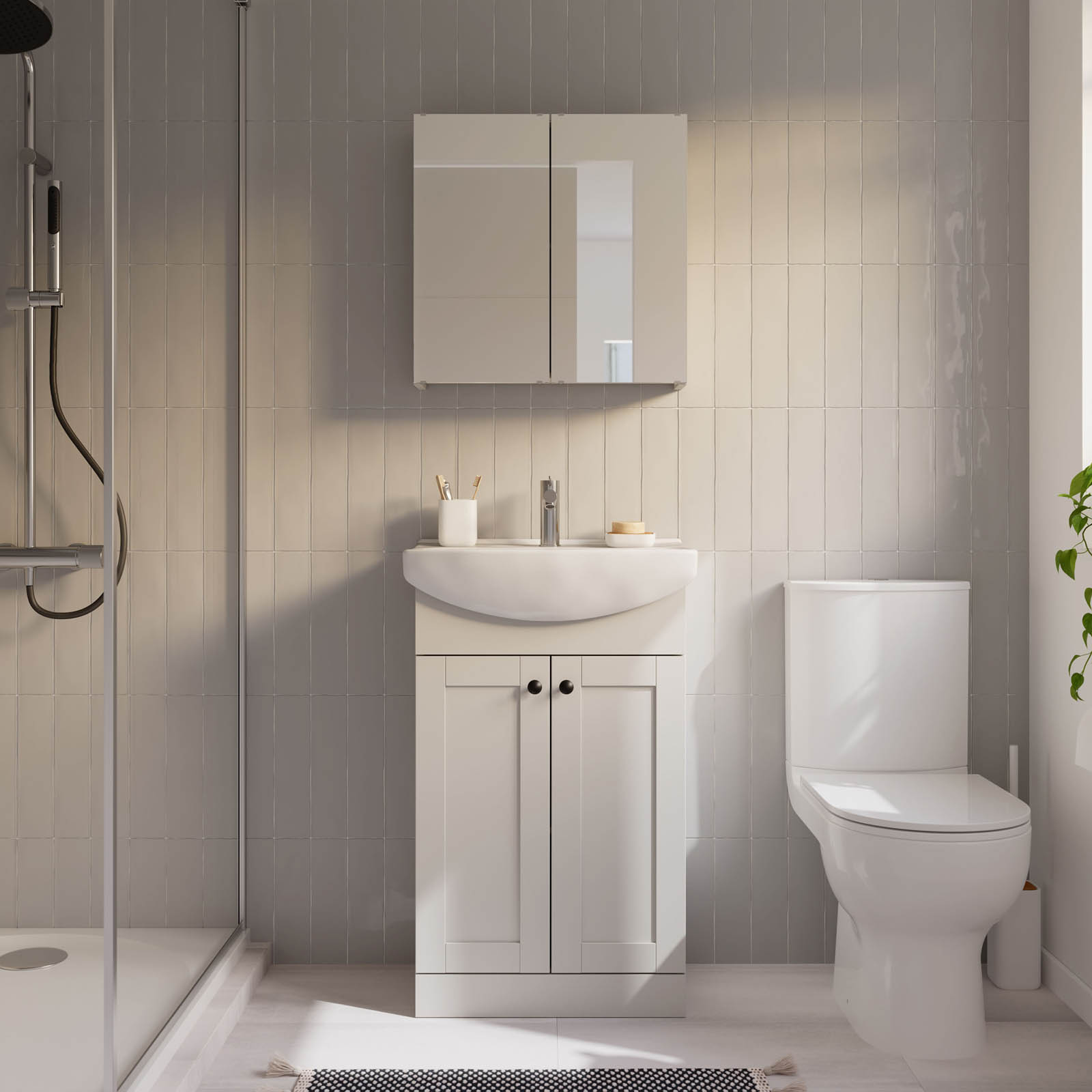 Kalena Matt Pebble Freestanding Vanity unit & basin set (W)550mm (H)874mm - Image 2
