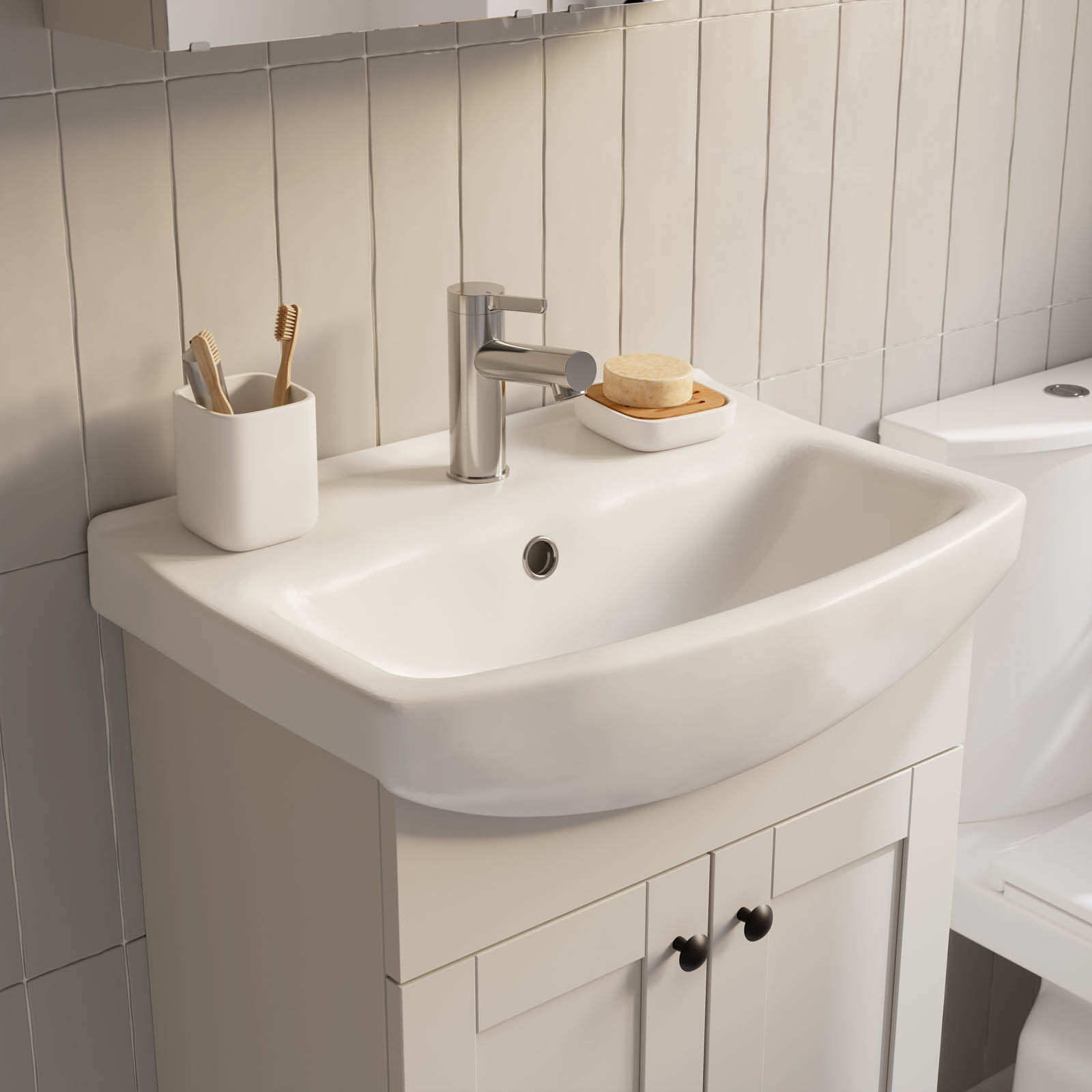 Kalena Matt Pebble Freestanding Vanity unit & basin set (W)550mm (H)874mm - Image 5