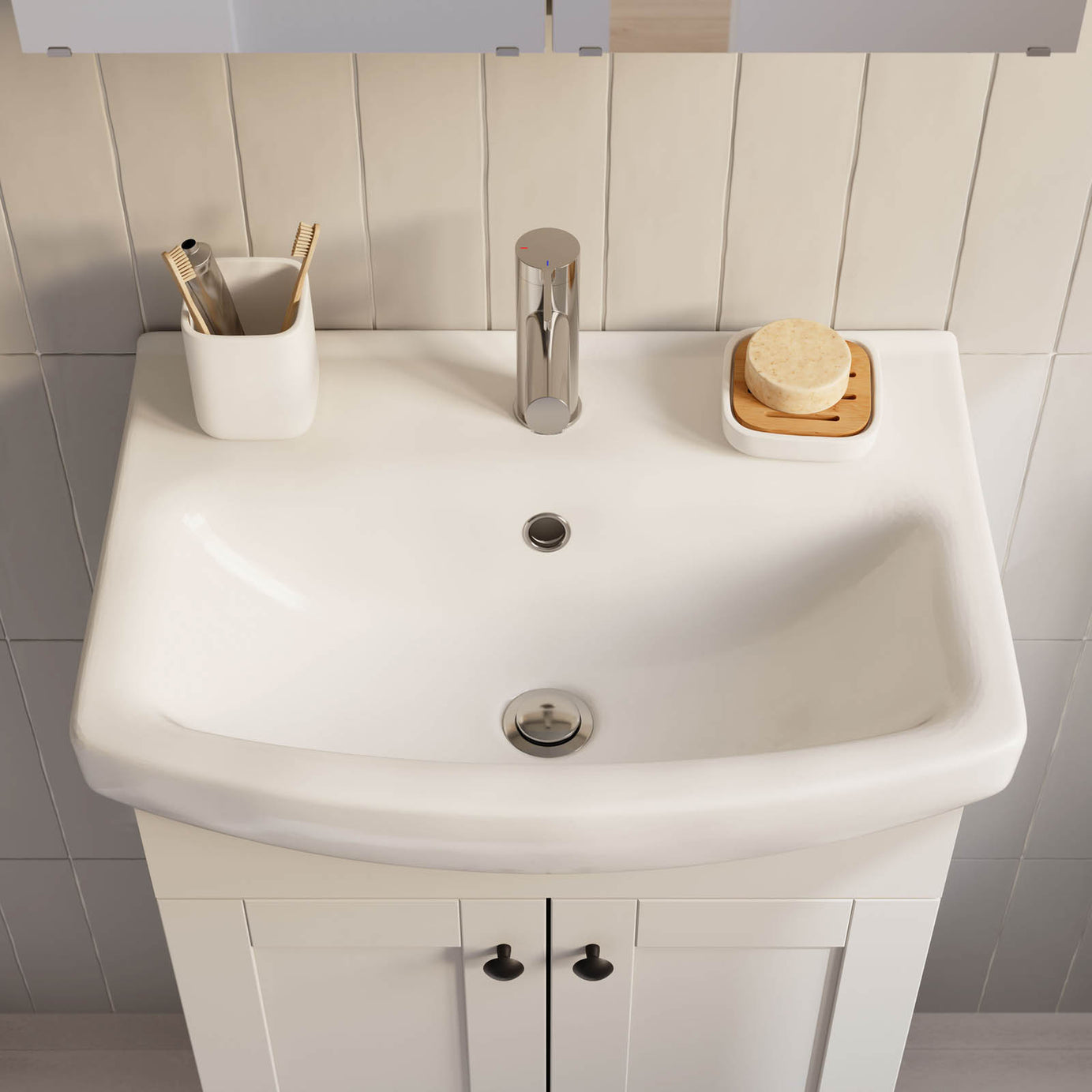 Kalena Matt Pebble Freestanding Vanity unit & basin set (W)550mm (H)874mm - Image 6