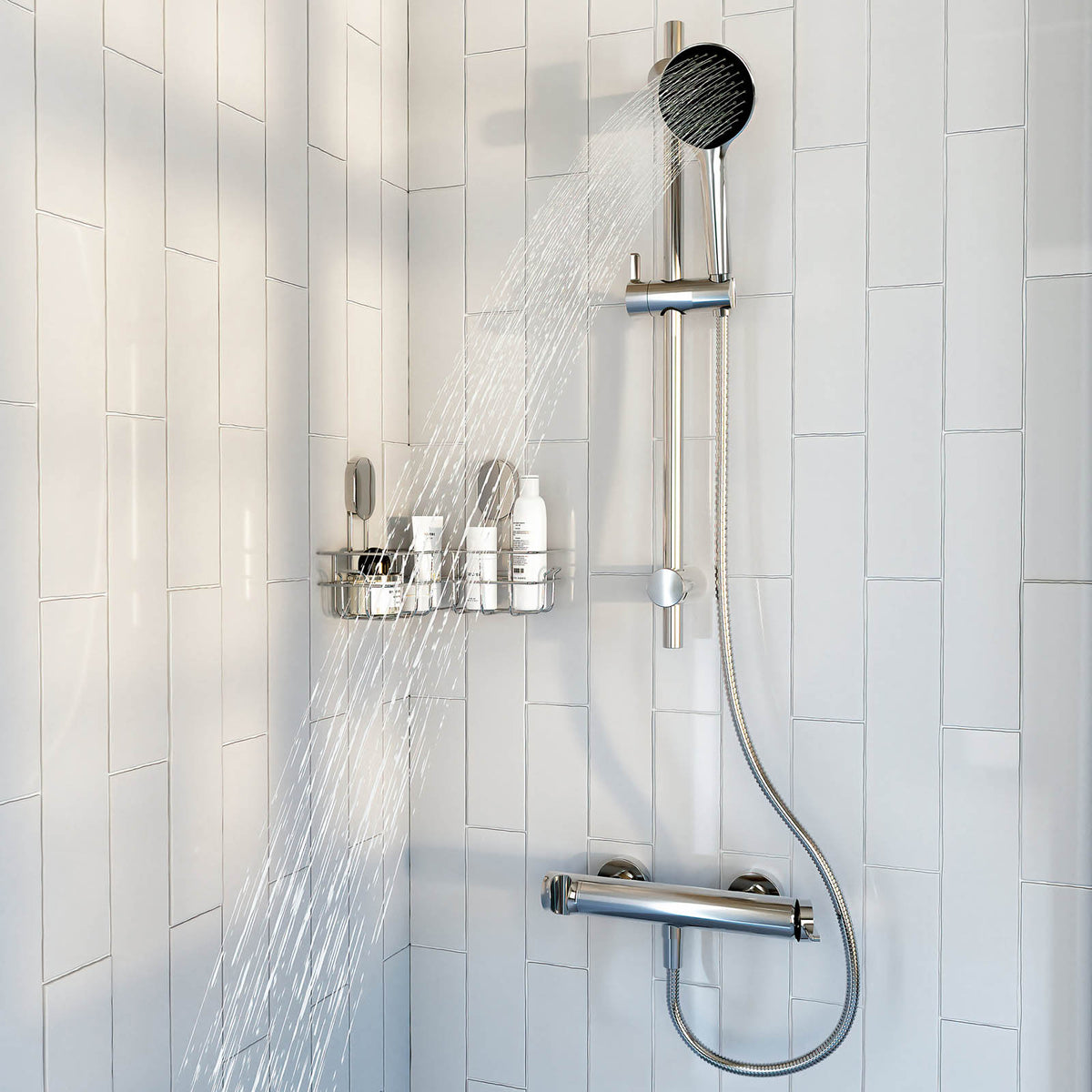 Mixer Shower Kit Chrome Lever Round Head Rainfall Wall Mounted Bathroom Modern - Image 5