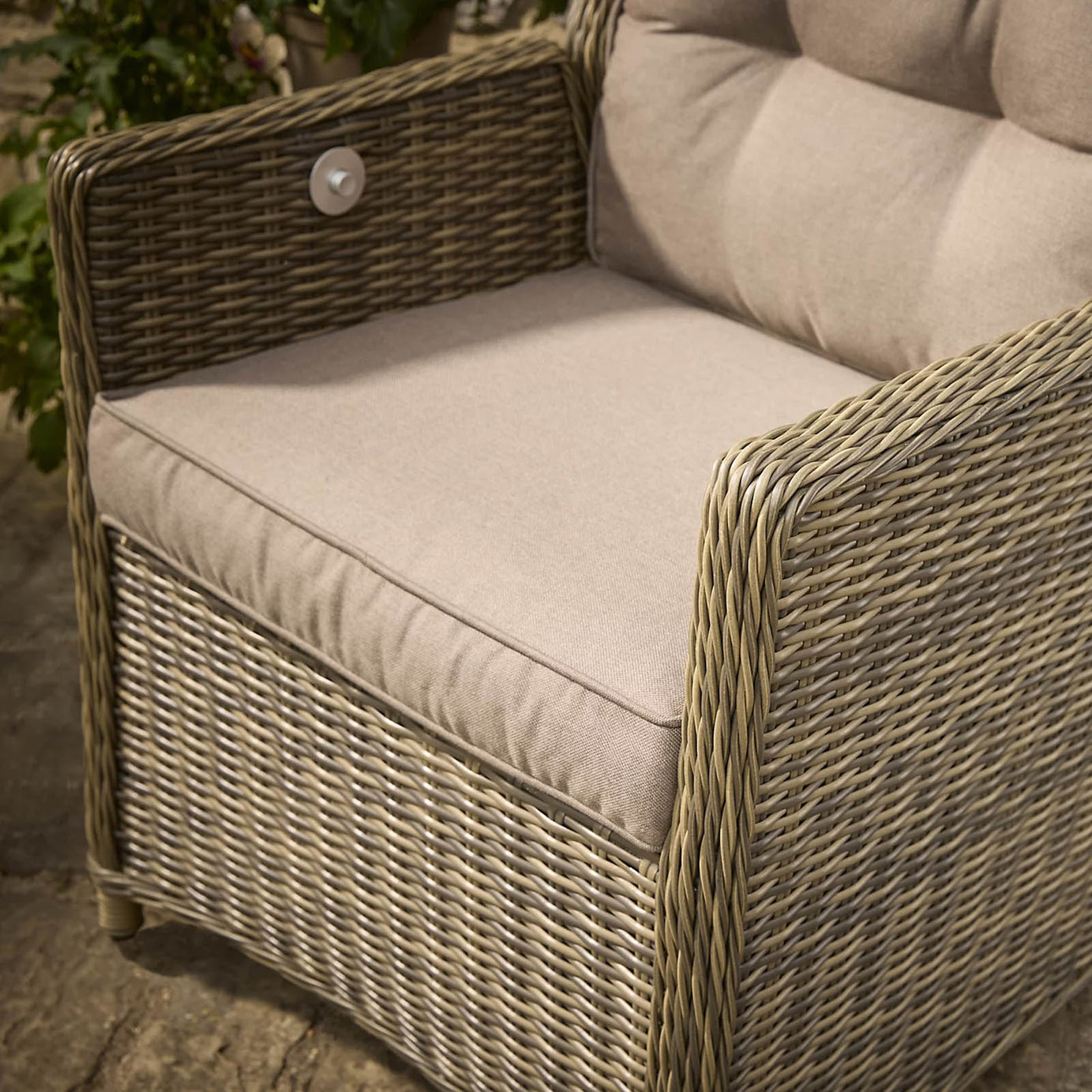 GoodHome Emali 2 Seater Bistro Set Brown Rattan Effect Patio Furniture - Image 6