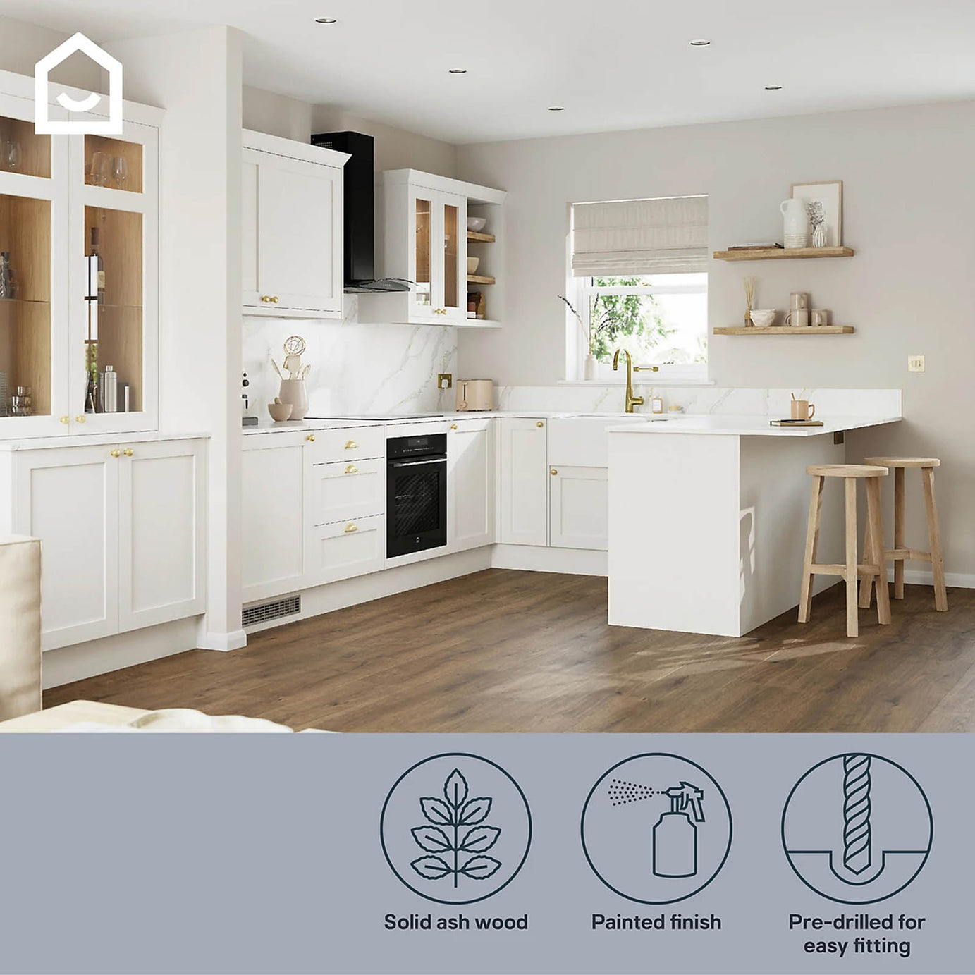 Kitchen Cabinet Base End Panel Matt Porcelain Standard Shaker H90xW61cm - Image 2