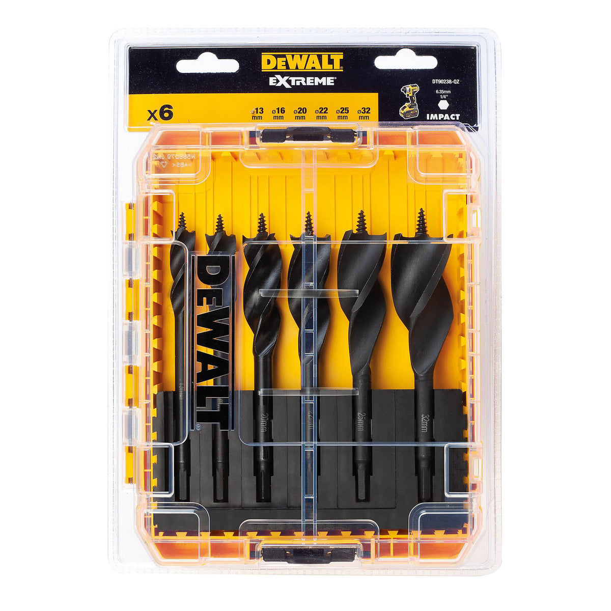 DeWalt Drill And Screwdriver Bit Set DT90238-QZ Extreme Hex Auger Pack Of 6 - Image 2