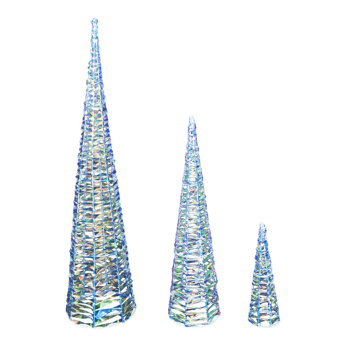 990 Christmas Cone Trees Silhouette Ice White LED Freestanding 3 Pack (H) 750mm - Image 3