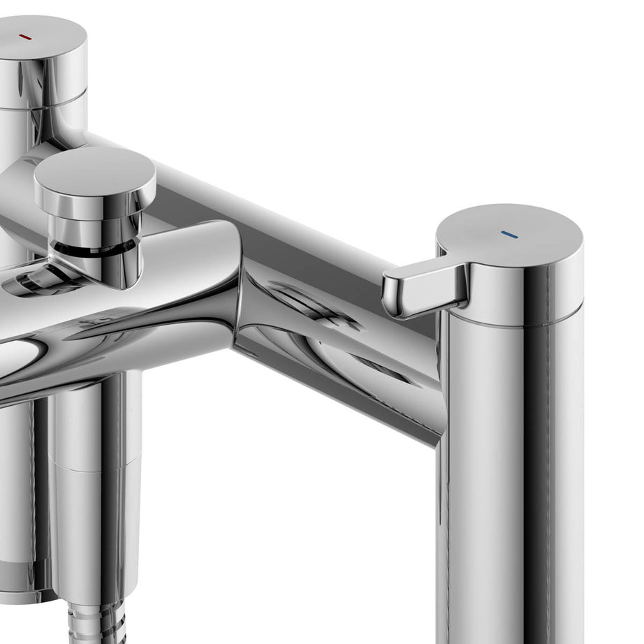 Bath Filler Tap Mixer Shower Handheld Chrome Double Lever Single Spray Pattern - Image 4