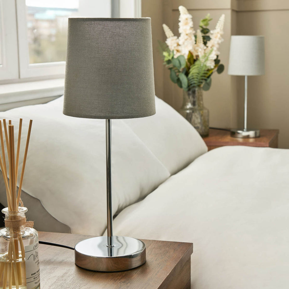 Inlight Table Lamp Pair Grey Round Polished Mirrored Chrome Effect Touch Control - Image 4