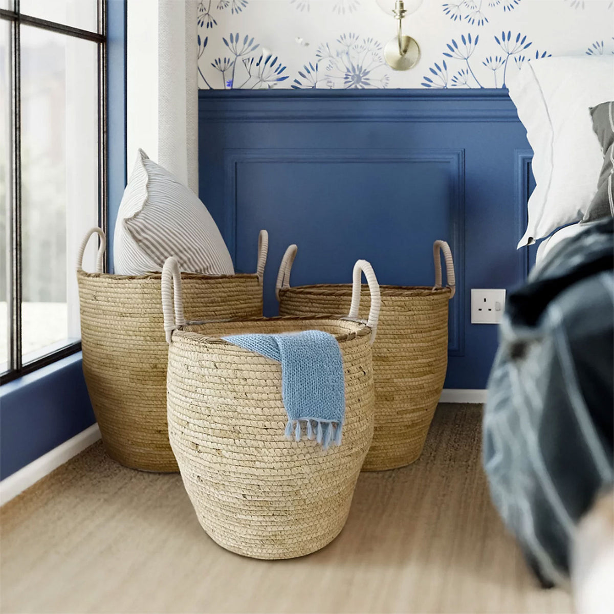 Flexi Storage Wicker Storage Baskets Set of 3 Natural Nestable 41cm - Image 2