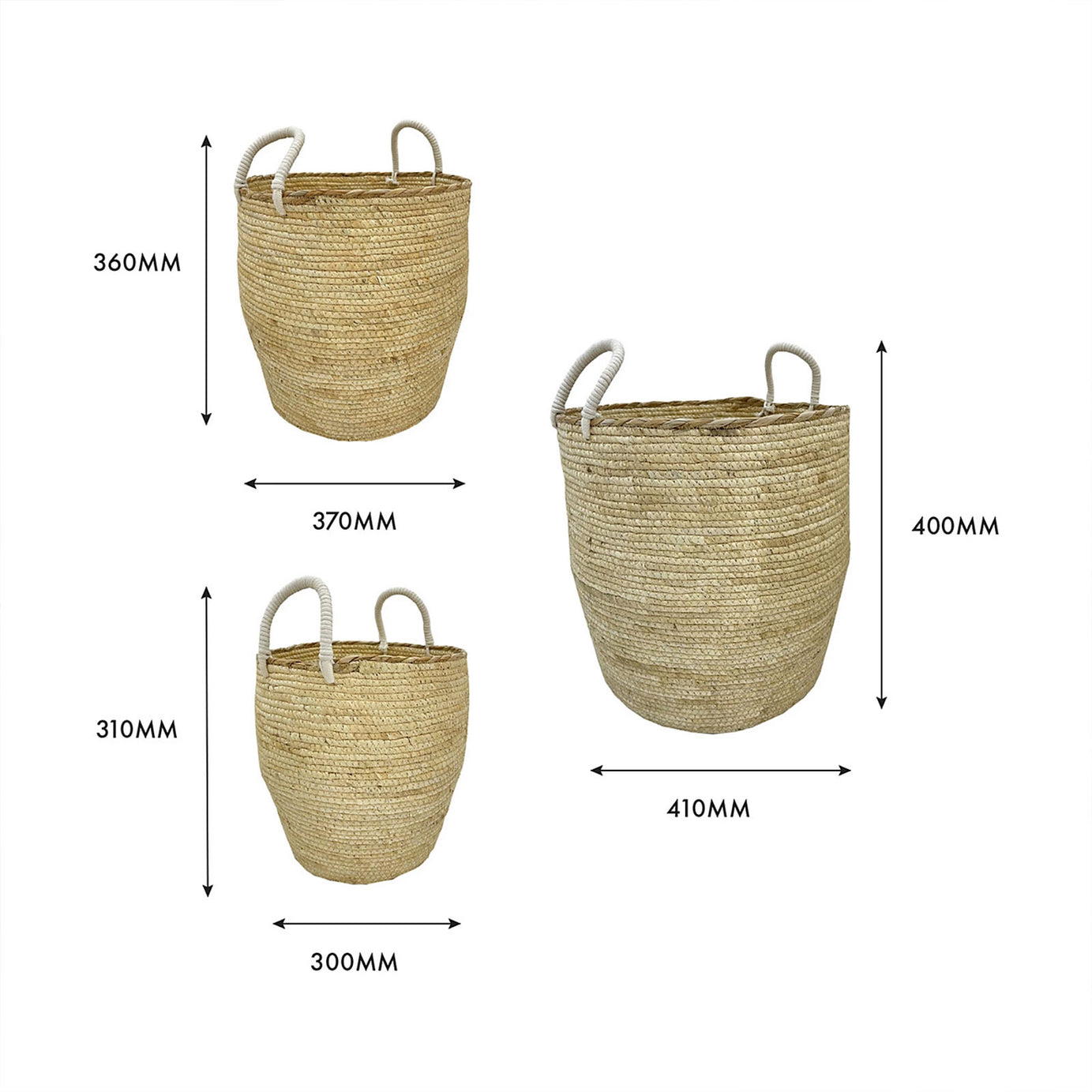 Flexi Storage Wicker Storage Baskets Set of 3 Natural Nestable 41cm - Image 3