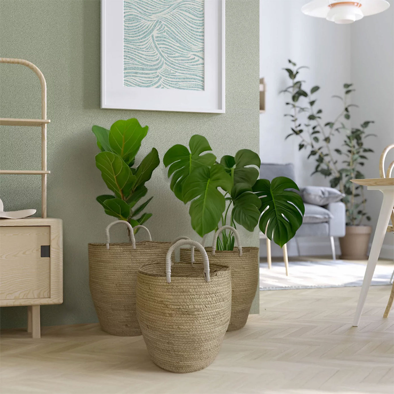 Flexi Storage Wicker Storage Baskets Set of 3 Natural Nestable 41cm - Image 4