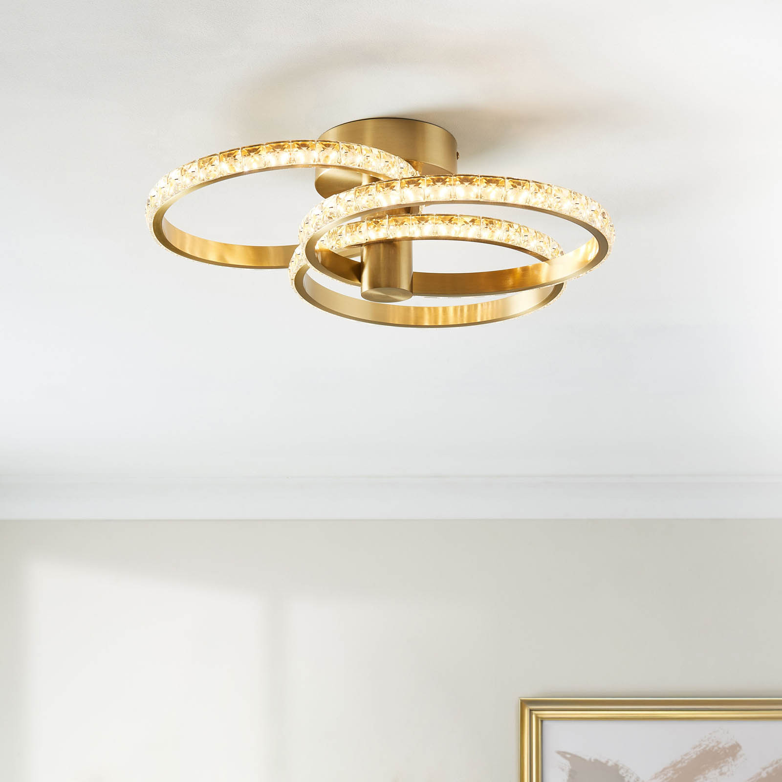 Harbour Studio LED Ceiling light Aura Satin Glass & steel Brushed gold effect - Image 1