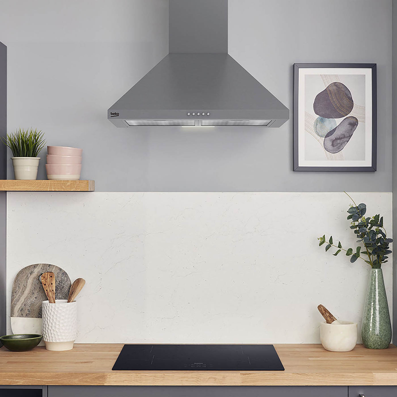 Beko Cooker Hood HCP61422XH 60cm Chimney Extractor Stainless Steel - Image 2
