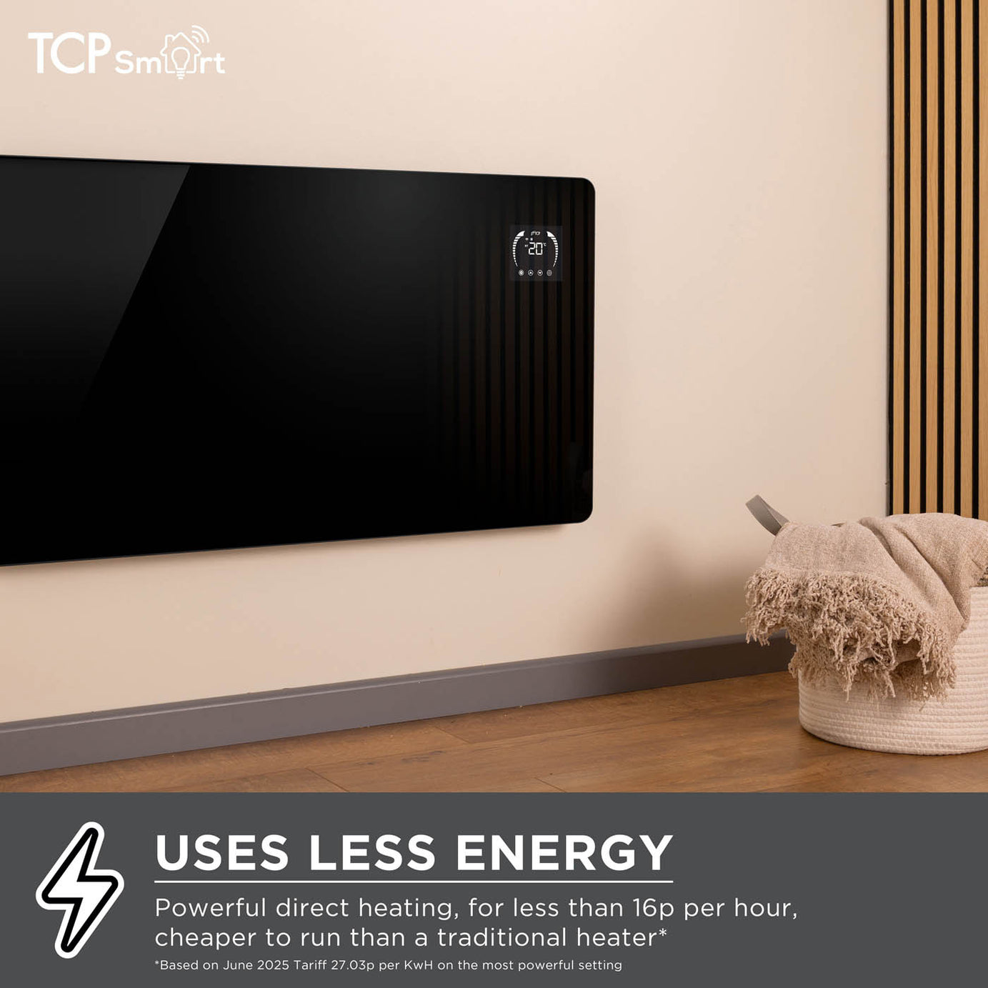 TCP Smart Panel Heater Electric Black Infrared Wi-Fi Voice App Control 600W - Image 5