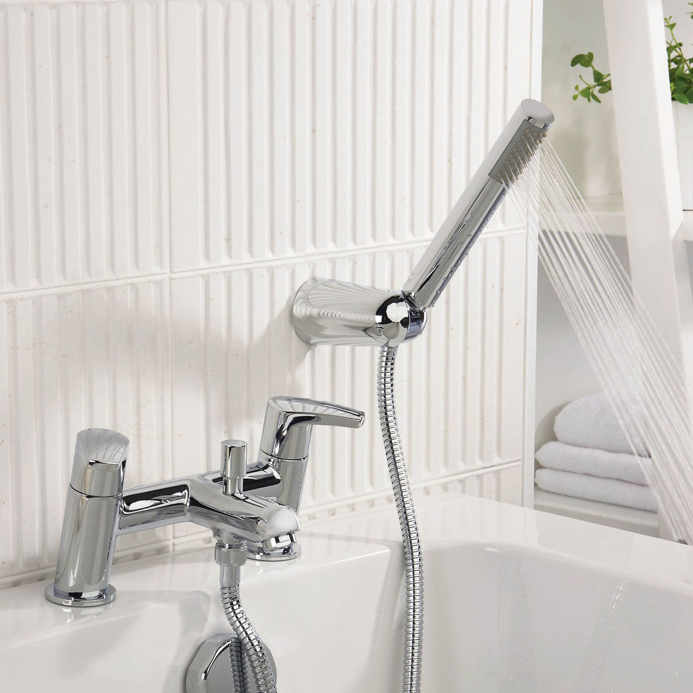 Bristan Bath Filler Tap Mixer Shower Chrome Dual Lever Single Spray Pattern - Image 5
