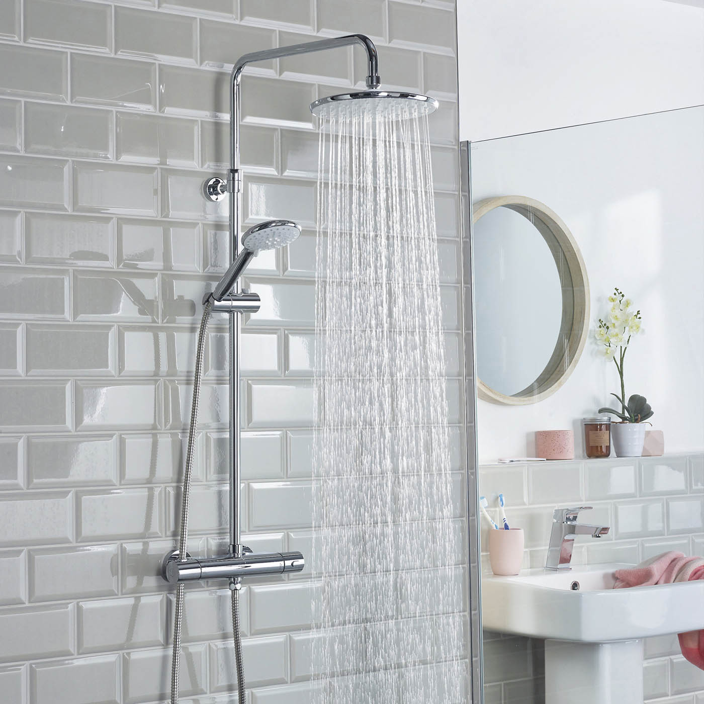 Bristan Thermostatic Mixer Shower Exposed Chrome Duale Round Head Bathroom - Image 3