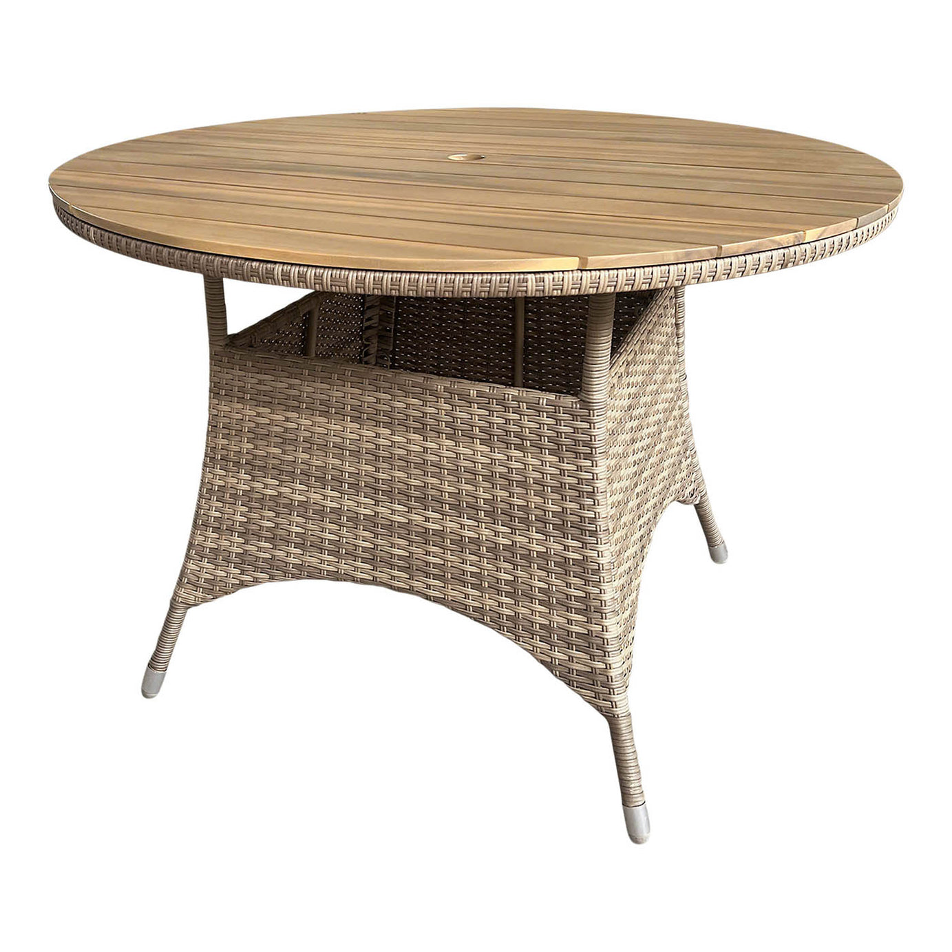 Garden Dining Table Rattan Effect Round 4 Person Outdoor Patio Furniture - Image 1