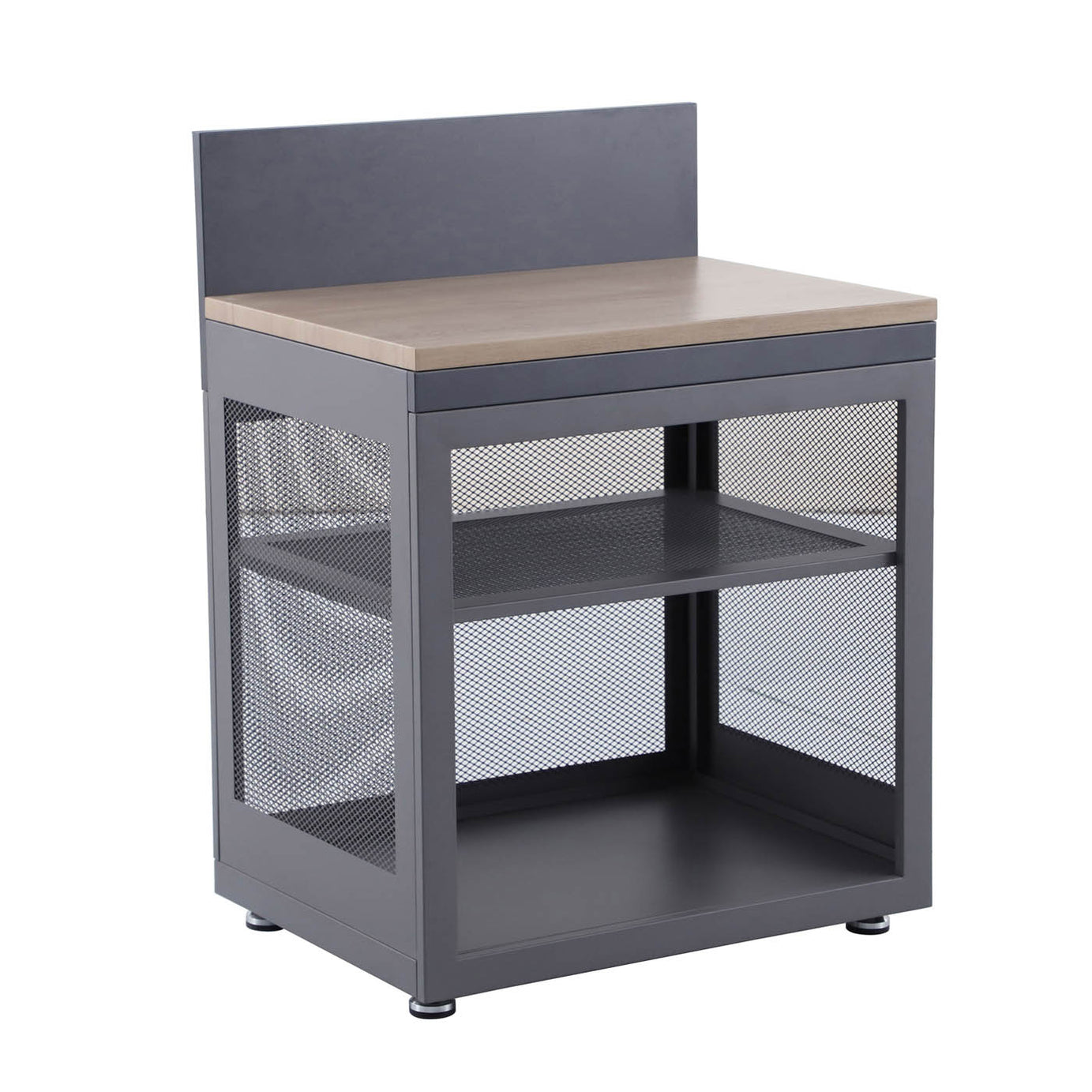 GoodHome Cucino Powder-coated Grey Open Steel Wood effect Outdoor kitchen cabinet unit - Image 1