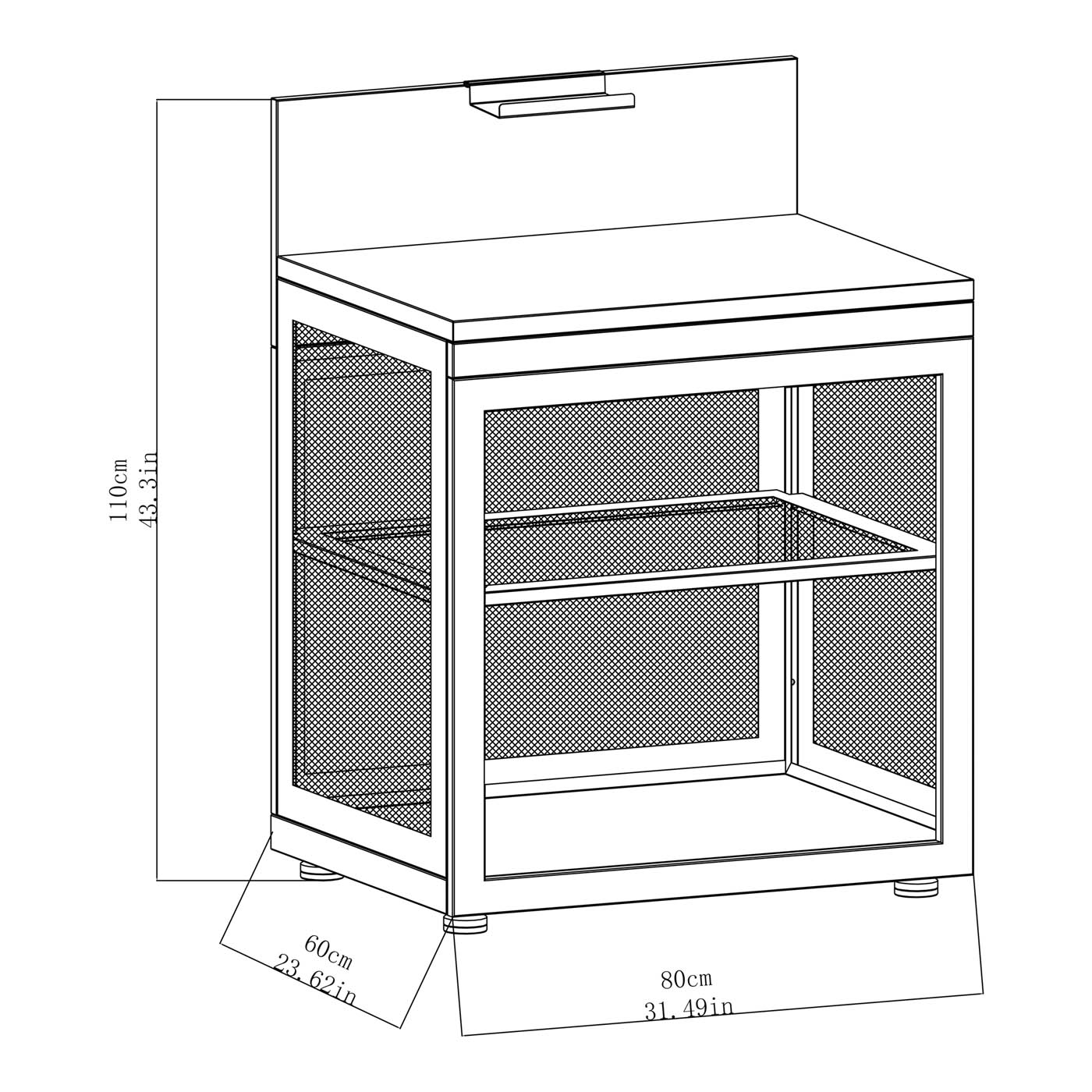 GoodHome Cucino Powder-coated Grey Open Steel Wood effect Outdoor kitchen cabinet unit - Image 5