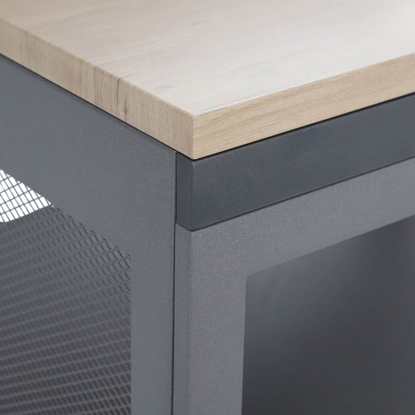 GoodHome Cucino Powder-coated Grey Open Steel Wood effect Outdoor kitchen cabinet unit - Image 7